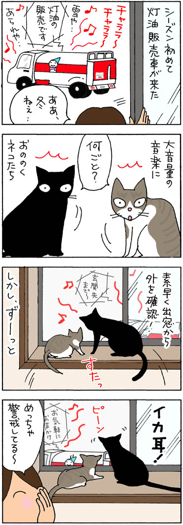 イカ耳になる猫の4コマ漫画