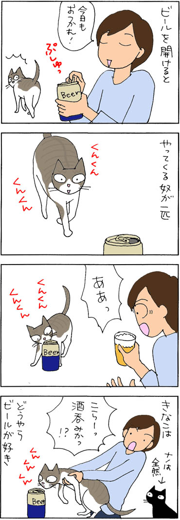 ビールの好きな猫の4コマ猫漫画