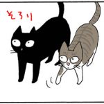 飼い主をどけさせる猫の4コマ漫画
