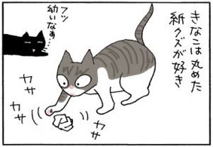 紙くずが好きな猫の4コマ漫画