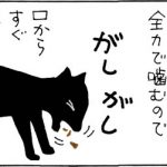 食べるのが下手な猫の4コマ